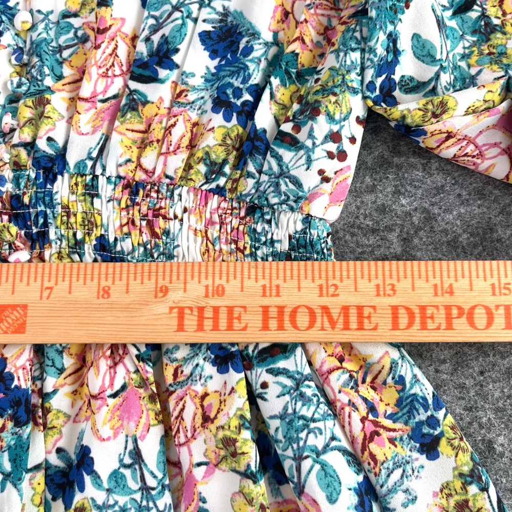 Taylor Floral V-Neck Smocked Dress Womens M Multicolor Boho Chiffon Cottagecore - Picture 12 of 12
